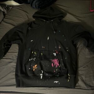 Black Hoodie with Colorful Paint Splatter